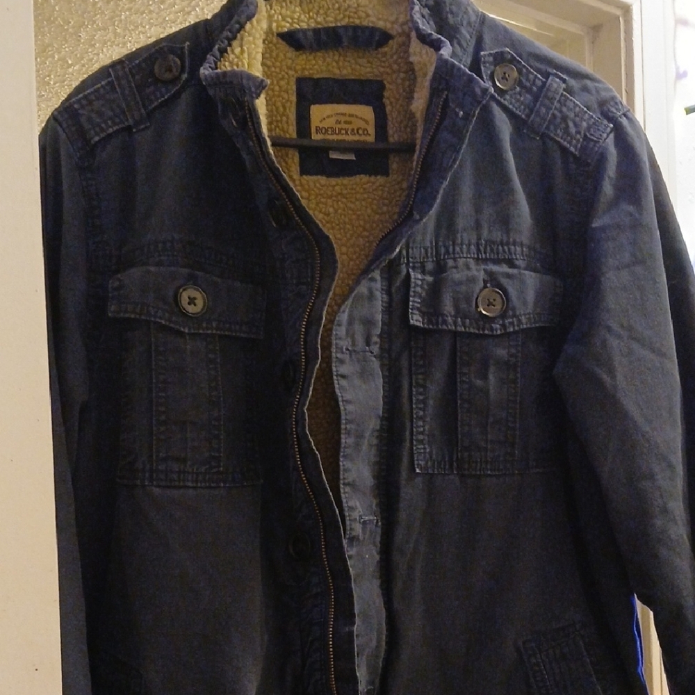 Roebuck & Co. Navy Sherpa-Lined Military Field Utility Jacket